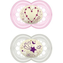 Mam Chupete Original Silicona 16M+ Noche Rosa 2 Uds.